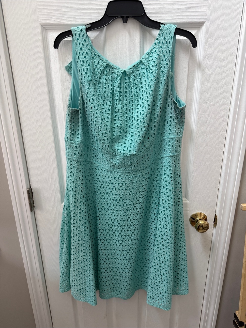 dressbarn Mint Eyelet Fit-and-Flare Sleeveless Dress